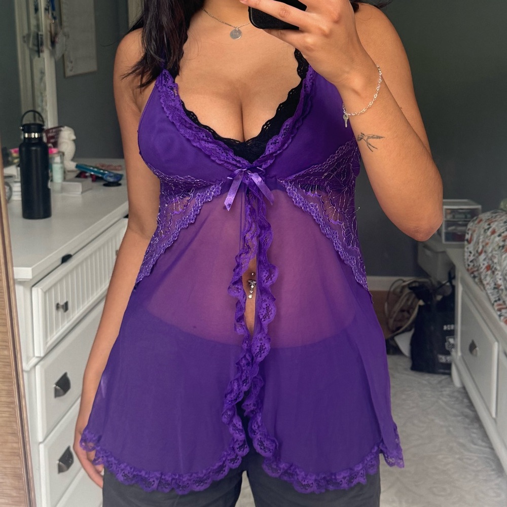 Elegant Purple Lace Babydoll